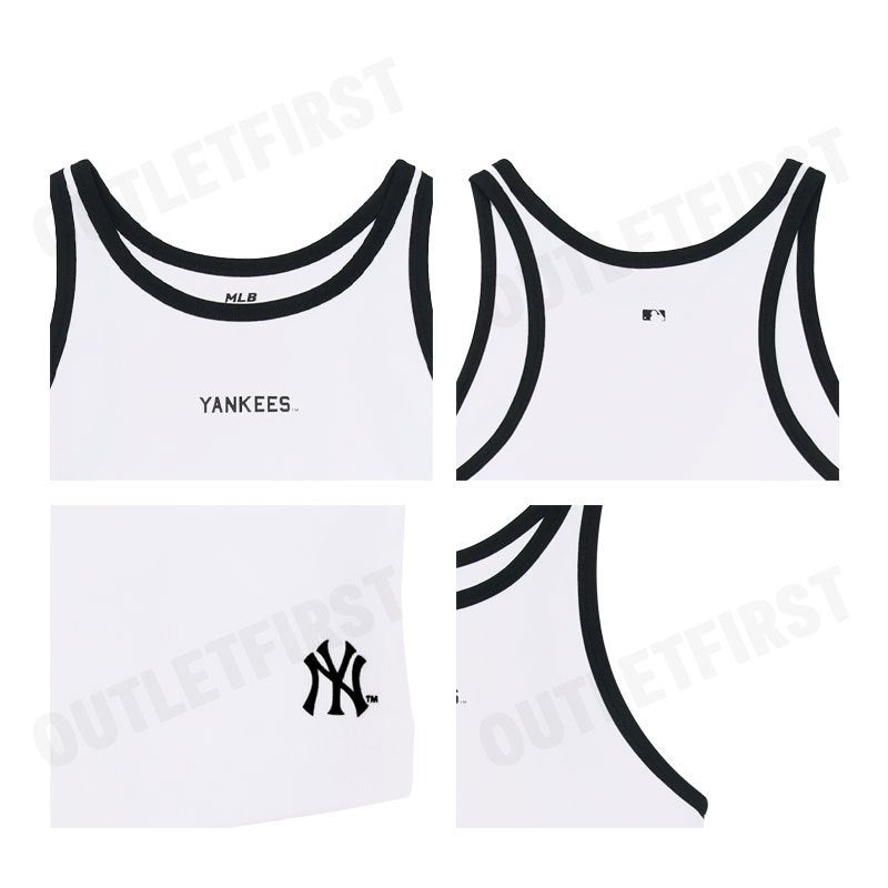 MLB รุ่น VARSITY VINTAGE SLIM-FIT CROPPED SLEEVELESS TOP CODE: 3FTOV0153 50WHS  เสื้อกล้าม เสื้อกล้ามผู้หญิง เสื้อสีขาว