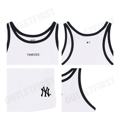 MLB รุ่น VARSITY VINTAGE SLIM-FIT CROPPED SLEEVELESS TOP CODE: 3FTOV0153 50WHS  เสื้อกล้าม เสื้อกล้ามผู้หญิง เสื้อสีขาว