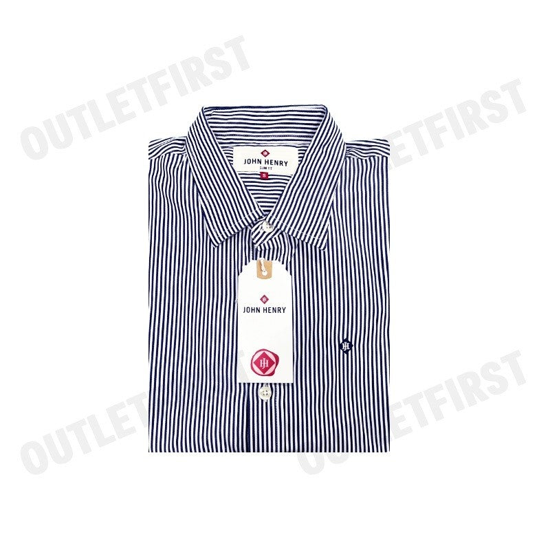 JOHN HENRY รุ่น MEN'S LONG SLEEVES SLIM FIT SHIRT (NAVY) CODE: JH F424MSLSM38 เสื้อเชิ้ตแขนยาว เสื้อเชิ้ต เสื้อทำงาน