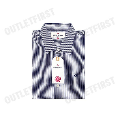 JOHN HENRY รุ่น MEN'S LONG SLEEVES SLIM FIT SHIRT (NAVY) CODE: JH F424MSLSM38 เสื้อเชิ้ตแขนยาว เสื้อเชิ้ต เสื้อทำงาน