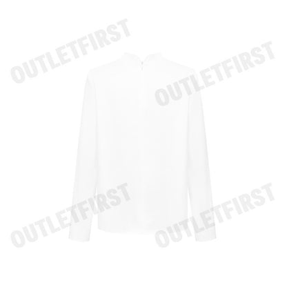 G2000 รุ่น WOMEN'S SATIN STAND COLLAR RUFFLED LONG SLEEVES BLOUSE CODE: 46241091 01 เสื้อเบลาส์ เสื้อผู้หญิง เสื้อสีขาว