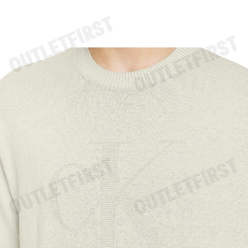 CALVIN KLEIN JEANS รุ่น MEN'S IVORY CK INTARSIA MIXED STITCH SWEATER CODE: J326453 PD7 เสื้อสเวตเตอร์ เสื้อผู้ชาย สีครีม