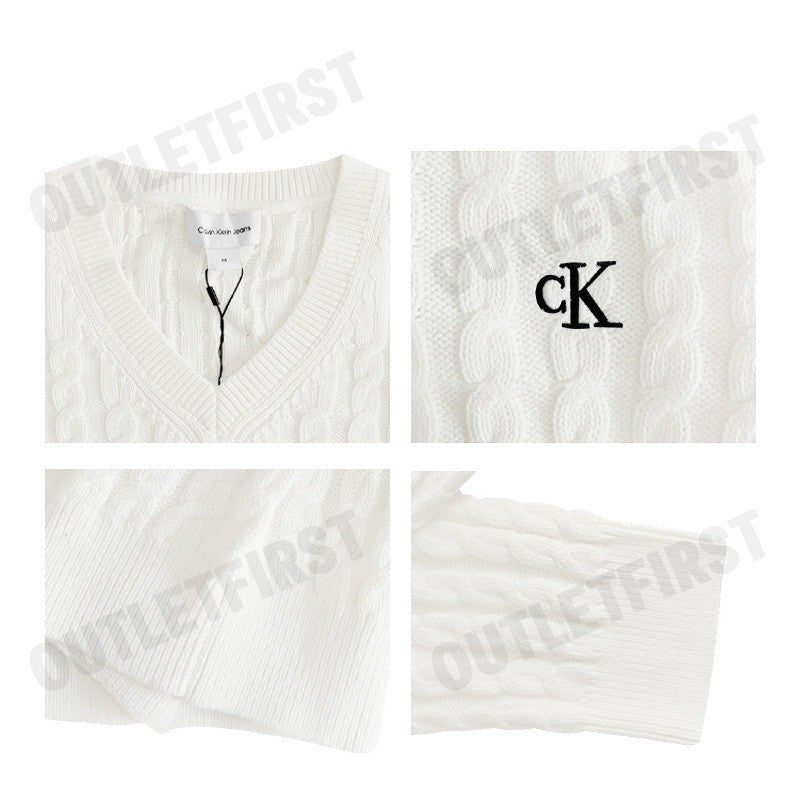 CALVIN KLEIN JEANS รุ่น MEN'S WINTER CASUAL COTTON SWEATER CODE: J326795 YBI เสื้อไหมพรม เสื้อผู้ชาย สีครีม