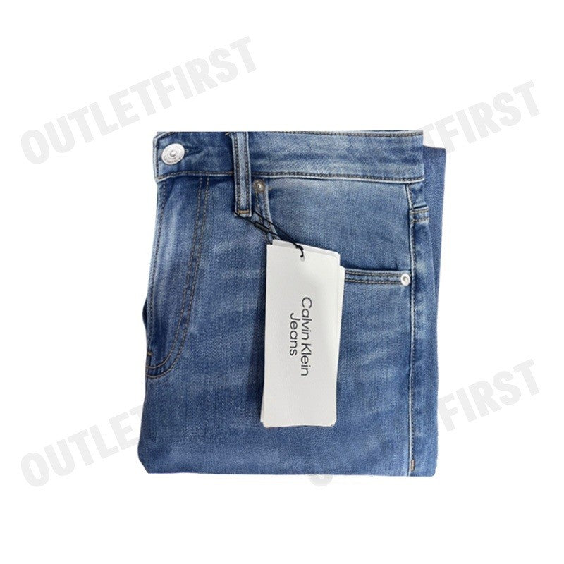 CALVIN KLEIN JEANS  รุ่น MEN'S 90 STRAIGHT FIT MID BLUE STONEWASH JEANS CODE: J326406 1A4 กางเกงยีนส์ผู้ชาย กางเกงขายาว