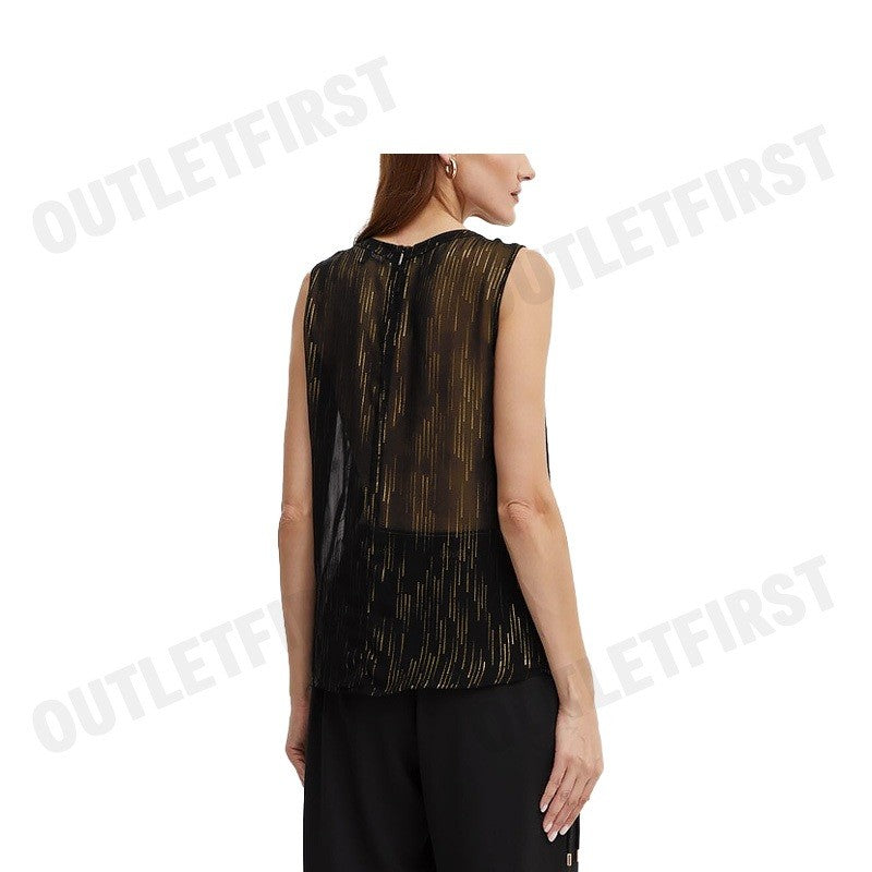 ARMANI EXCHANGE รุ่น WOMEN'S BLACK PATTERNED BLOUSE CODE: 6DYH44 YN2VZ 42AP เสื้อเบลาส์ผู้หญิง เสื้อสีดำ เสื้อแขนกุด