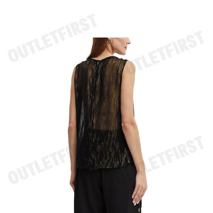 ARMANI EXCHANGE รุ่น WOMEN'S BLACK PATTERNED BLOUSE CODE: 6DYH44 YN2VZ 42AP เสื้อเบลาส์ผู้หญิง เสื้อสีดำ เสื้อแขนกุด