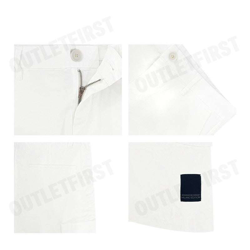 ARMANI EXCHANGE รุ่น MEN'S COTTON CARGO SHORTS WITH POCKETS CODE: 3DZS07 ZN3TZ 1116 กางเกงขาสั้น กางเกงผู้ชาย สีขาว