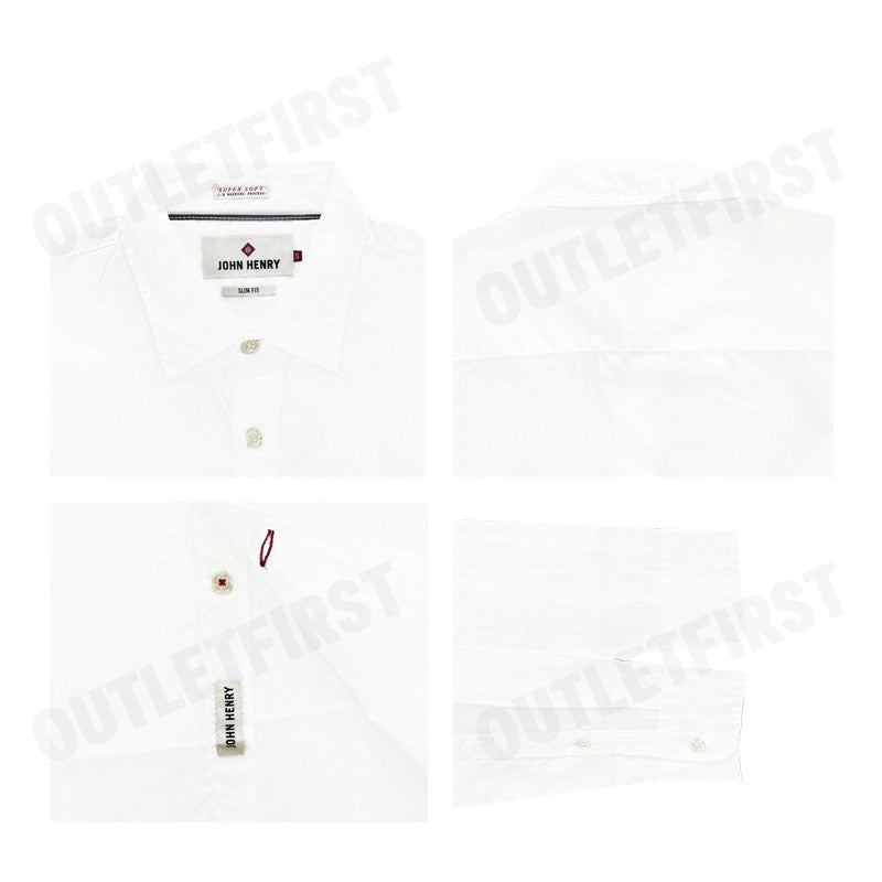 JOHN HENRY รุ่น MEN'S LONG SLEEVES SLIM FIT SHIRT (WHITE) CODE: JH F624MSLSM52 เสื้อเชิ้ตแขนยาวผู้ชาย เสื้อสีขาว สลิมฟิต