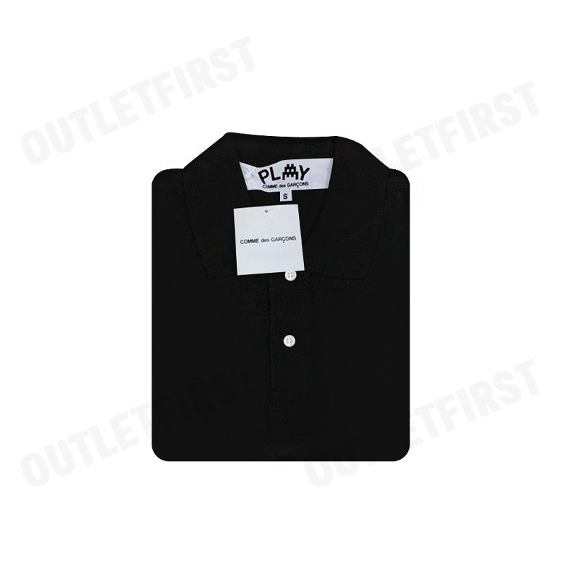 PLAY COMME DES GARÇONS รุ่น MEN POLO SHIRT CODE: AZ-T336 (BLACK) เสื้อโปโลผู้ชาย เสื้อหัวใจสีแดงเอเลี่ยน โปโลแขนสั้น