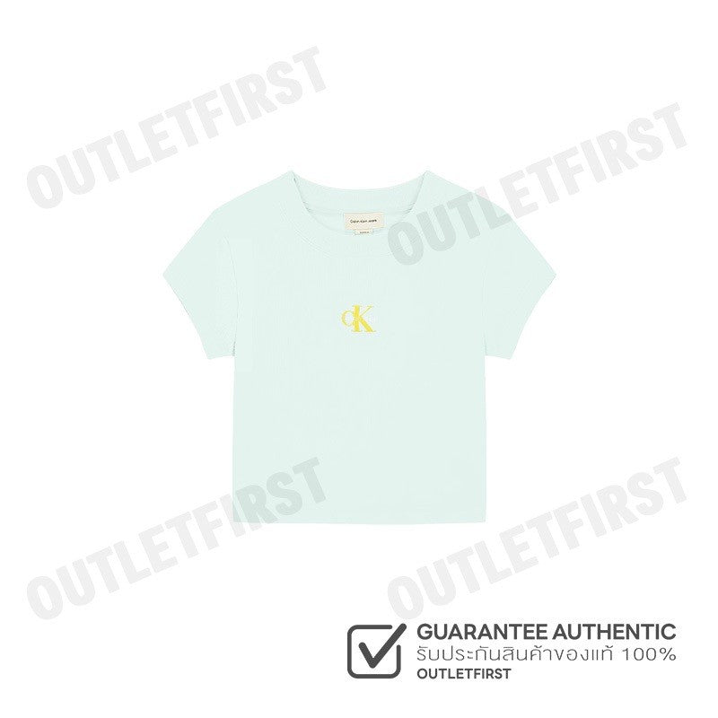 CALVIN KLEIN JEANS รุ่น MONOLOGO BABY TEE CODE: 47AB802 D1T เสื้อครอป เสื้อผู้หญิง เสื้อแขนสั้น