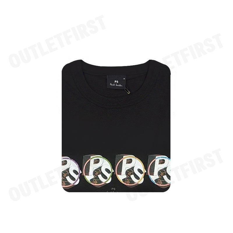 PS PAUL SMITH รุ่น PS CIRCLE LOGO' PRINT T-SHIRT CODE: M2R 220X PP5120 79 เสื้อยืดคอกลม เสื้อยืดสีดำ เสื้อผู้ชาย