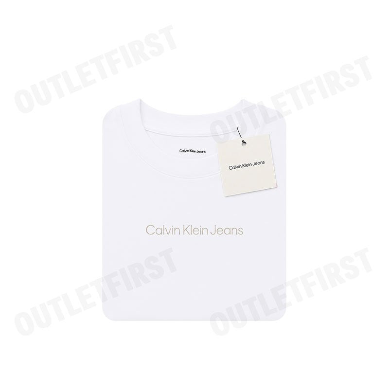 CALVIN KLEIN JEANS รุ่น WOMEN'S LOGO BABY CROP SHORT SLEEVE T-SHIRT CODE: 47AB817 YAA เสื้อครอป เสื้อผู้หญิง เสื้อสีขาว