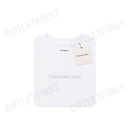 CALVIN KLEIN JEANS รุ่น WOMEN'S LOGO BABY CROP SHORT SLEEVE T-SHIRT CODE: 47AB817 YAA เสื้อครอป เสื้อผู้หญิง เสื้อสีขาว