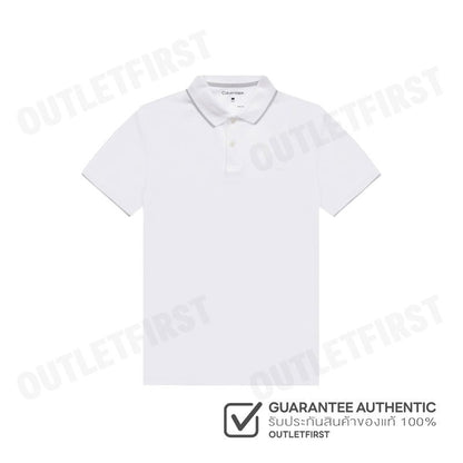 CALVIN KLEIN รุ่น MEN'S STRETCH PIQUE SOLID TIPPED SHORT SLEEVE POLO SHIRT CODE: 40FC261 YAA เสื้อโปโล เสื้อคอปก ผู้ชาย