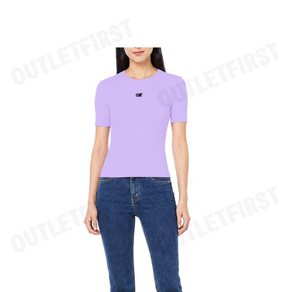 CALVIN KLEIN รุ่น MODAL STRETCH MONOGRAM LOGO GRAPHIC SLIM T-SHIRT CODE: 44C901G XEF เสื้อยืด เสื้อคอกลม เสื้อผู้หญิง