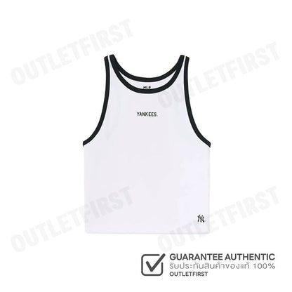 MLB รุ่น VARSITY VINTAGE SLIM-FIT CROPPED SLEEVELESS TOP CODE: 3FTOV0153 50WHS  เสื้อกล้าม เสื้อกล้ามผู้หญิง เสื้อสีขาว