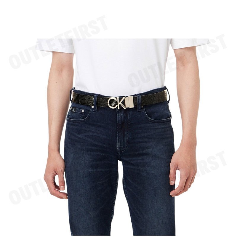 CALVIN KLEIN รุ่น MEN'S HALLMARK LOGO REVERSIBLE BELT CODE: 4D7036G VZZ เข็มขัดผู้ชาย เข็มขัดสีดำ เข็มขัดCK