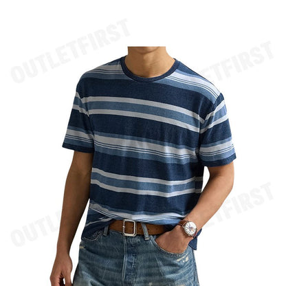 POLO RALPH LAUREN รุ่น CLASSIC FIT STRIPED COTTON-LINEN T-SHIRT CODE: 710958234001 เสื้อยืด เสื้อแขนสั้น เสื้อผู้หญิง