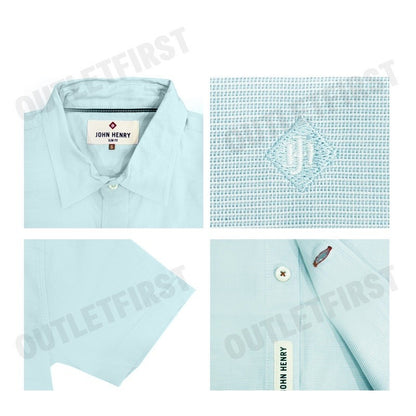 JOHN HENRY รุ่น MEN'S SHORT SLEEVES SLIM FIT SHIRT (GREEN) CODE: JH F424MSSSM40 เสื้อเชิ้ต เสื้อแขนสั้น เสื้อผู้ชาย
