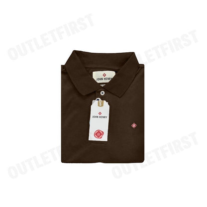 JOHN HENRY รุ่น MEN'S SLIM FIT POLO SHIRT (BROWN) CODE: JH F324MPLSM61 เสื้อโปโล เสื้อโปโลผู้ชาย เสื้อโปโลแขนสั้น