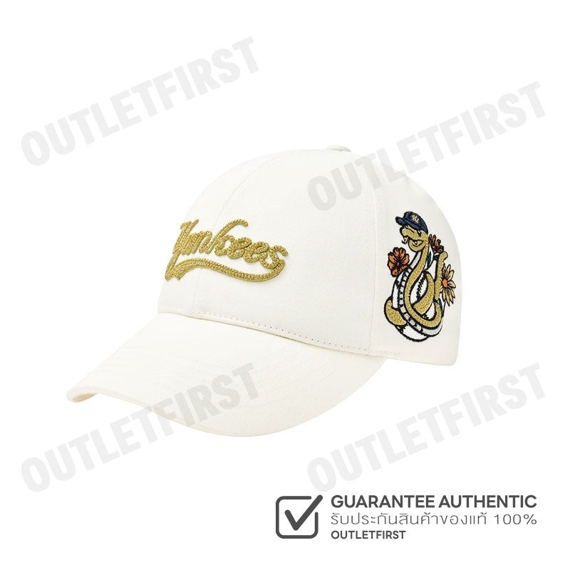 MLB รุ่น NEW YEAR SNAKE STRUCTURED BALL CAP MODEL CODE: 3ACPQ015N 50CRM หมวกแก็ป หมวกเบสบอล หมวกสีครีม
