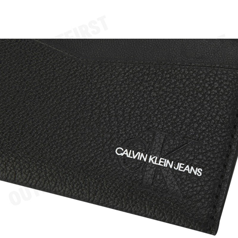 CALVIN KLEIN JEANS รุ่น MEN'S EMBOSSED LEATHER CARD HOLDER CODE: HP1630 001 กระเป๋าใส่การ์ด กระเป๋าผู้ชาย กระเป๋าสีดำ