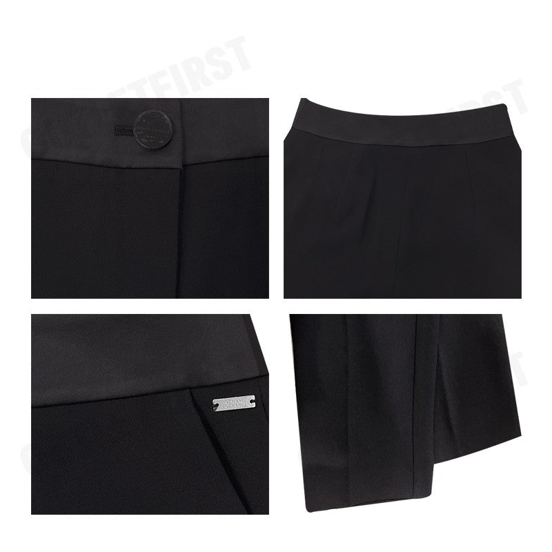 ARMANI EXCHANGE รุ่น WOMEN'S CADY CIGARETTE TROUSERS WITH SATIN BAND CODE: 6DYP35 YN5YZ 1200 กางเกงขายาวผู้หญิง สีดำ