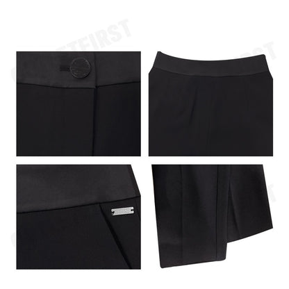 ARMANI EXCHANGE รุ่น WOMEN'S CADY CIGARETTE TROUSERS WITH SATIN BAND CODE: 6DYP35 YN5YZ 1200 กางเกงขายาวผู้หญิง สีดำ