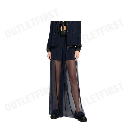 ARMANI EXCHANGE รุ่น WOMEN'S HIGH WAIST WIDE LEG PANTS CODE: 3DYP10 YN8QZ 1593 กางเกงขายาว กางเกงผู้หญิง สีกรม