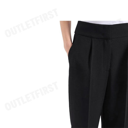 ARMANI EXCHANGE รุ่น ASV FABRIC TROUSERS WITH PLEATS AND TURN-UPS CODE: 6DYP10 YN9JZ 1200 กางเกงขายาว กางเกงผู้หญิง สีดำ