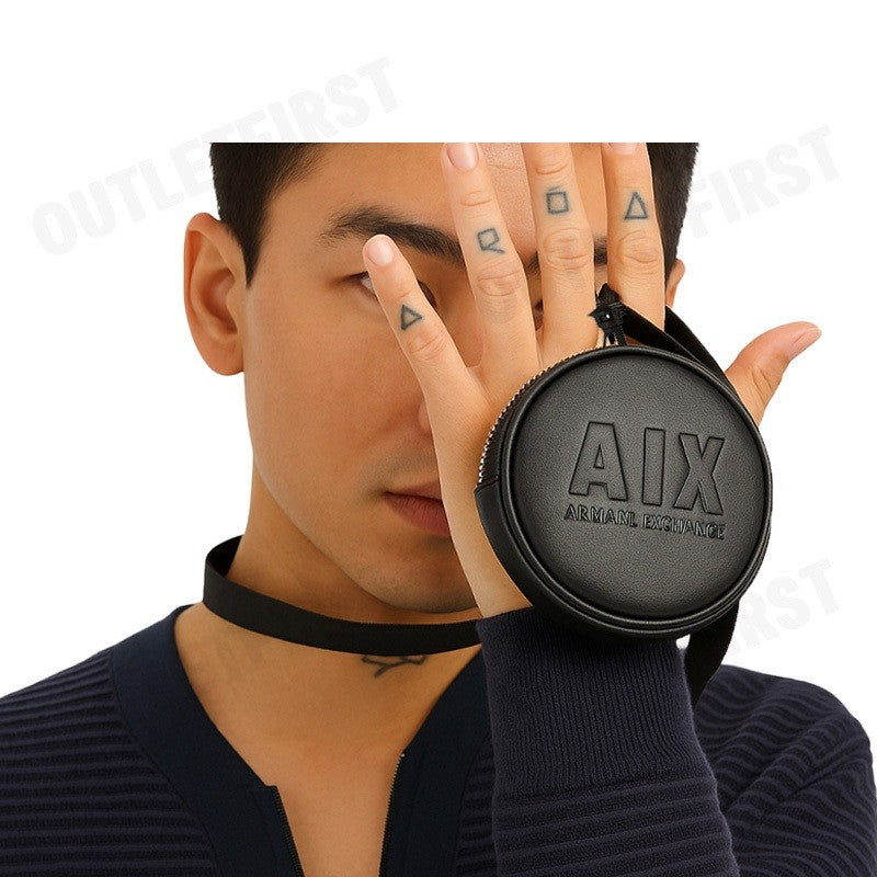 ARMANI EXCHANGE รุ่น MEN'S NICHOLAS NERO WALLET CODE: 958550 4F888 00020 กระเป๋าสตางค์ผู้ชาย กระเป๋าคล้องคอ วงกลม