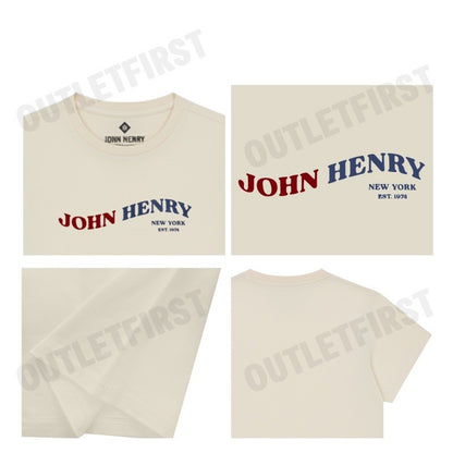 JOHN HENRY รุ่น MEN'S SLIM FIT T-SHIRT (OFF-WHITE) CODE: JH S125MTSSM25 เสื้อยืดคอกลมผู้ชาย เสื้อสีครีม จอร์นเฮนรี่