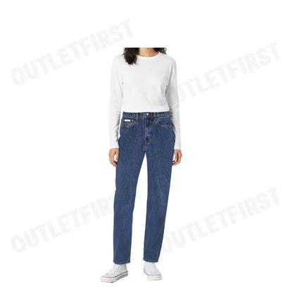 CALVIN KLEIN JEANS รุ่น WOMEN'S SIGNATURE 90S DARK BLUE DENIM CODE: 40WL795 E5D กางเกงยีนส์ผู้หญิง กางเกงCK กางเกงขายาว