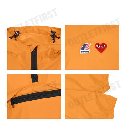 PLAY COMME DES GARÇONS X K-WAY รุ่น MEN CDG X K-WAY LEON JACKET CODE: AZ J502 051 1 2 (ORANGE) เสื้อแจ็คเก็ตผู้ชาย