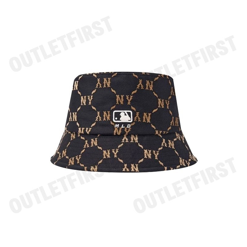 MLB รุ่น JACQUARD DIA MONOGRAM BUCKET HAT CODE: 3AHTM024N 50BKS หมวกบักเก็ต หมวกสีดำ หมวกNY