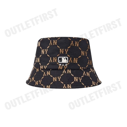 MLB รุ่น JACQUARD DIA MONOGRAM BUCKET HAT CODE: 3AHTM024N 50BKS หมวกบักเก็ต หมวกสีดำ หมวกNY