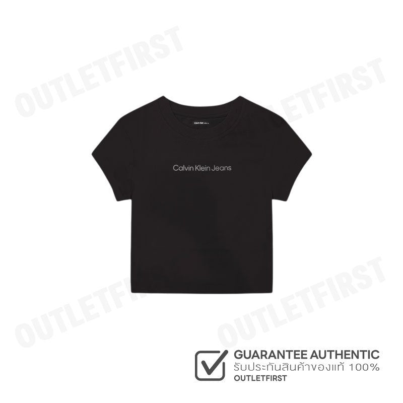 CALVIN KLEIN JEANS WOMEN'S LOGO BABY CROP SHORT SLEEVE T-SHIRT COLOR BLACK CODE: 47AB817 UB1