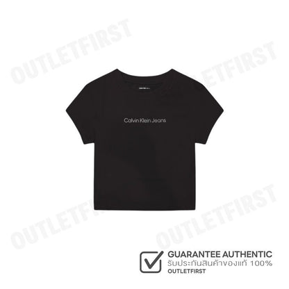 CALVIN KLEIN JEANS WOMEN'S LOGO BABY CROP SHORT SLEEVE T-SHIRT COLOR BLACK CODE: 47AB817 UB1