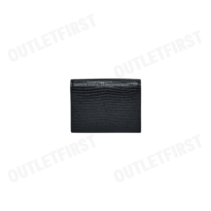 CALVIN KLEIN MEN'S LIZARD EMBOSSED LEATHER CARD WALLET COLOR BLACK CODE: 4D1101G UB1
