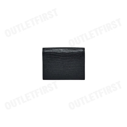 CALVIN KLEIN MEN'S LIZARD EMBOSSED LEATHER CARD WALLET COLOR BLACK CODE: 4D1101G UB1
