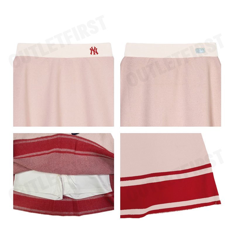 MLB รุ่น MINI PLEATED SKIRT VARSITY SPORTIVE CODE 3FSKV0344 50CRD กระโปรงสั้น กระโปรงผู้หญิง กระโปรงสีขาวครีม