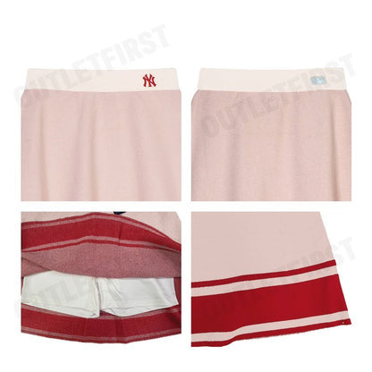 MLB รุ่น MINI PLEATED SKIRT VARSITY SPORTIVE CODE 3FSKV0344 50CRD กระโปรงสั้น กระโปรงผู้หญิง กระโปรงสีขาวครีม
